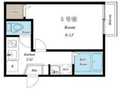 セレーノ鳩ヶ谷(1K/1階)の間取り写真