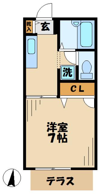 エーデルハイムI(1K/2階)の間取り写真
