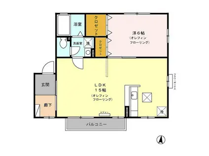 メゾンラフィネ吉田 B棟(1LDK/1階)の間取り写真