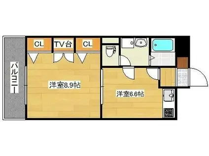 コスモス小倉駅前II(1DK/3階)の間取り写真