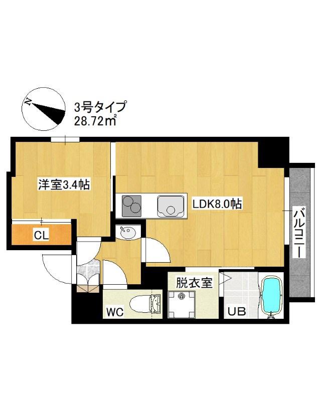 ADORE 六本松(1LDK/5階)の間取り写真