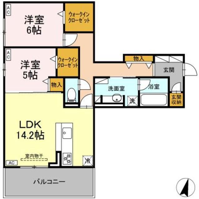 DIOSPERSIMMON長泉 II棟(2LDK/2階)の間取り写真