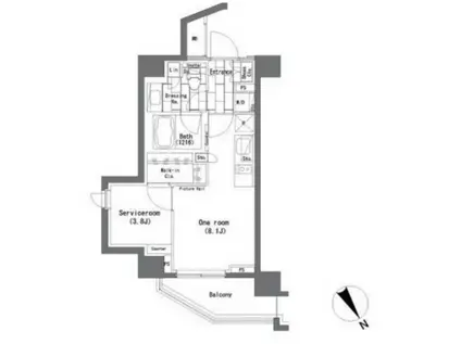 ザ・パークハビオ横浜山手(ワンルーム/3階)の間取り写真
