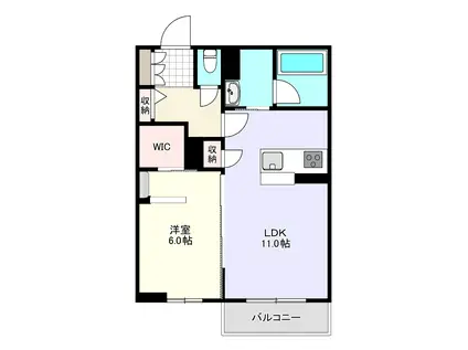 シンシアコート B(1LDK/2階)の間取り写真