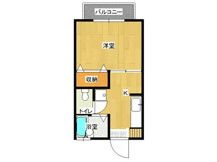 ディアス船木(1K/1階)の間取り写真