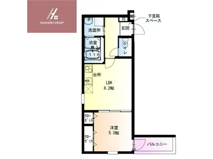 フジパレス花園中央公園南II番館(1LDK/3階)の間取り写真