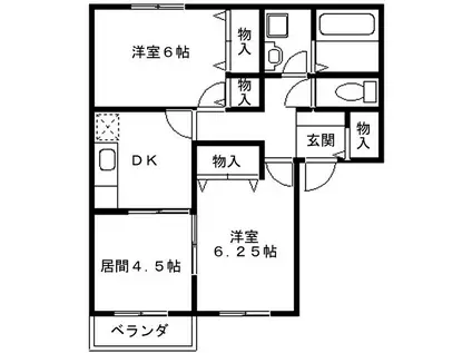 ハッピーハウス(3K/2階)の間取り写真