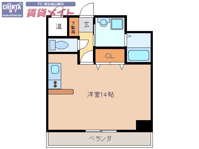 セントアビエス(ワンルーム/3階)の間取り写真