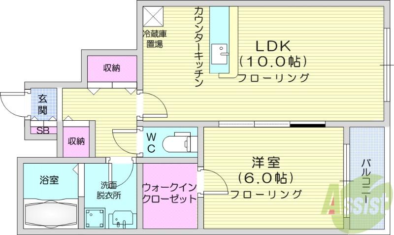 アネックスカノエB(1LDK/1階)の間取り写真