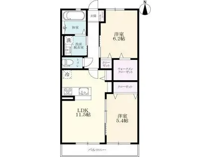 コンフォール田代(2LDK/3階)の間取り写真