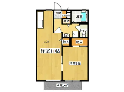 サイレンス高山 I号棟(1LDK/2階)の間取り写真