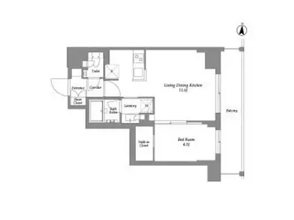 ウエリスアーバン住吉イースト(1LDK/3階)の間取り写真