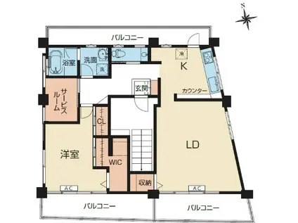 古谷マンションー定期2年 再契約可-(1LDK/2階)の間取り写真