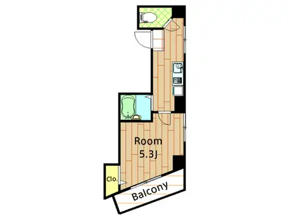 エクセルII(1K/8階)の間取り写真