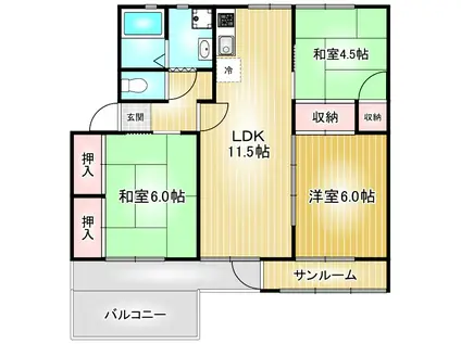 天白第一1号棟(3LDK/4階)の間取り写真