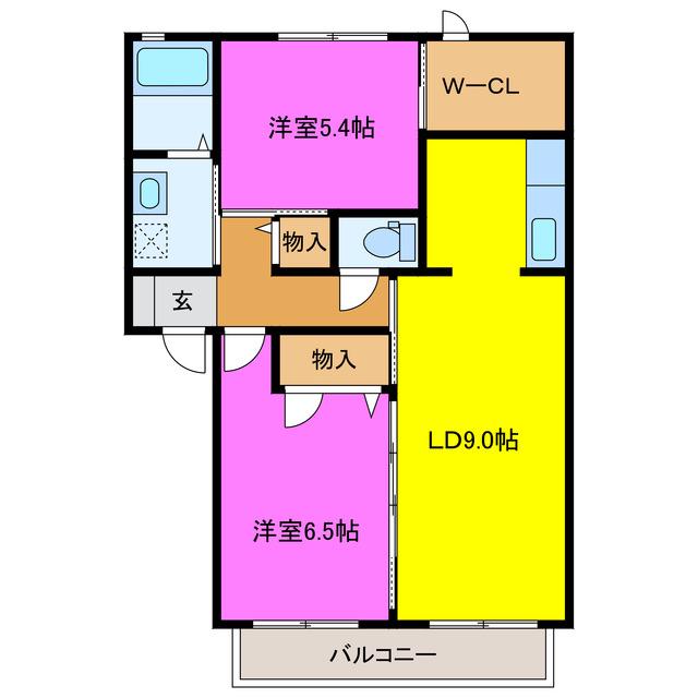 サニーマサ(2LDK/2階)の間取り写真