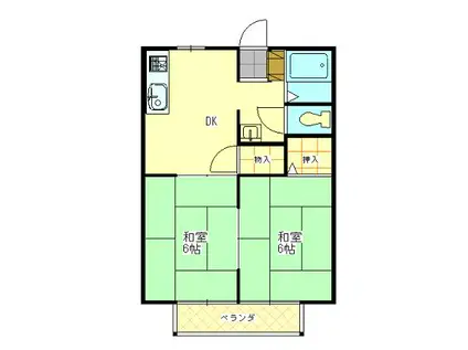 カナガワハイツA棟(2DK/1階)の間取り写真