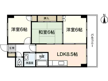 エイトバレー鈴が台(3LDK/9階)の間取り写真