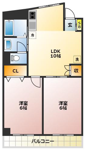 三高・徳丸パークハイツ(2LDK/3階)の間取り写真