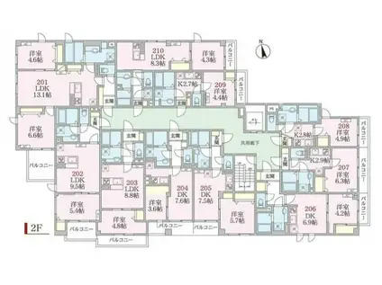 アローマ王子本町(1LDK/2階)の間取り写真