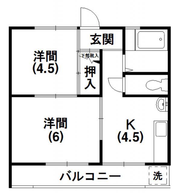 コーポ中村(2DK/2階)の間取り写真