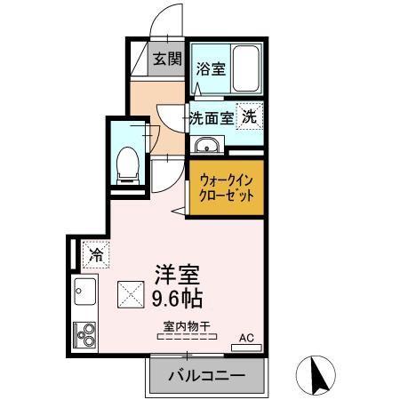 ウィットPSI(ワンルーム/1階)の間取り写真