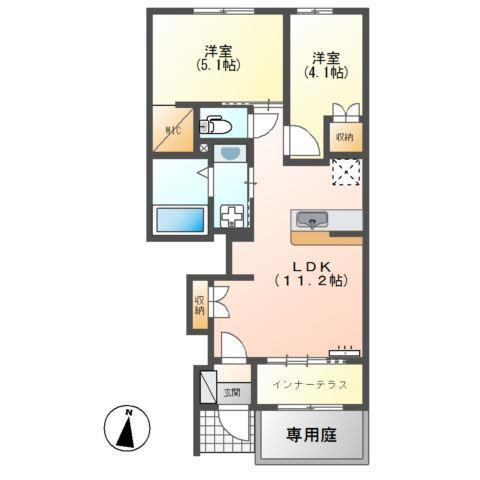 コンフォート・シュリンプ(2LDK/1階)の間取り写真