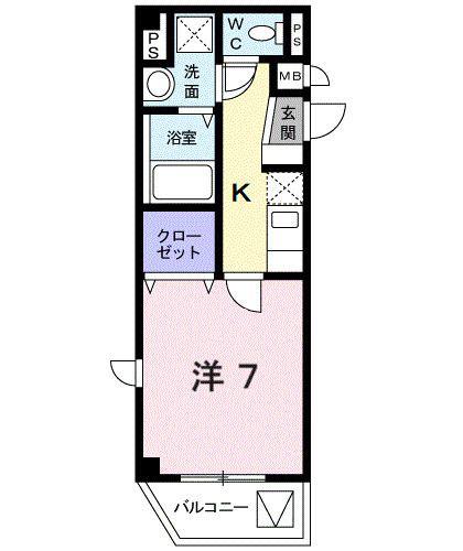 オルジュ本町II(1K/2階)の間取り写真