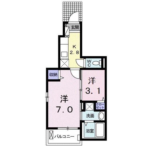 エスポワールII(2K/1階)の間取り写真