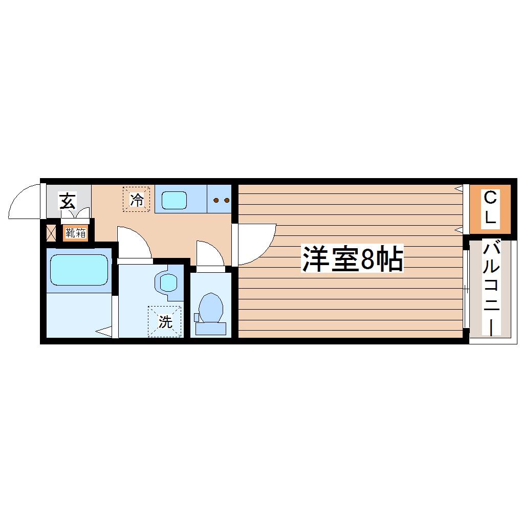 ルピナス旭ヶ丘(1K/1階)の間取り写真