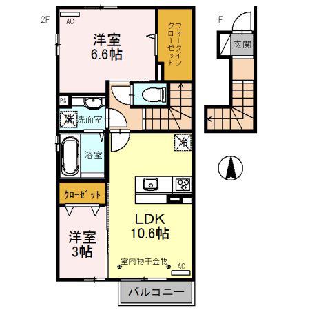 グランペールVI(2LDK/2階)の間取り写真