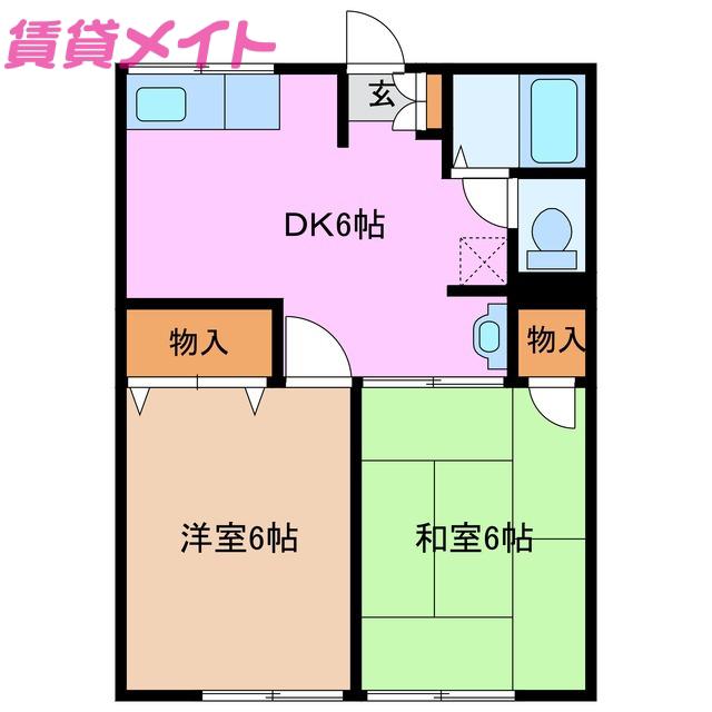 サングリーン(2DK/1階)の間取り写真