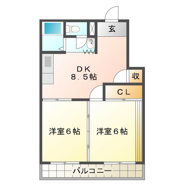 山田ビル(2DK/4階)の間取り写真
