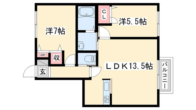 メゾン・すこやか(2LDK/1階)の間取り写真