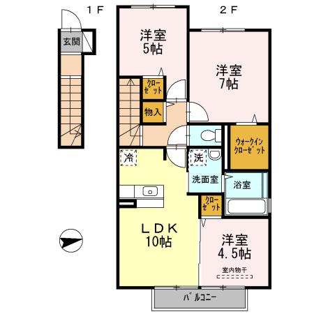 コーラルヴィラ松島II(3LDK/2階)の間取り写真