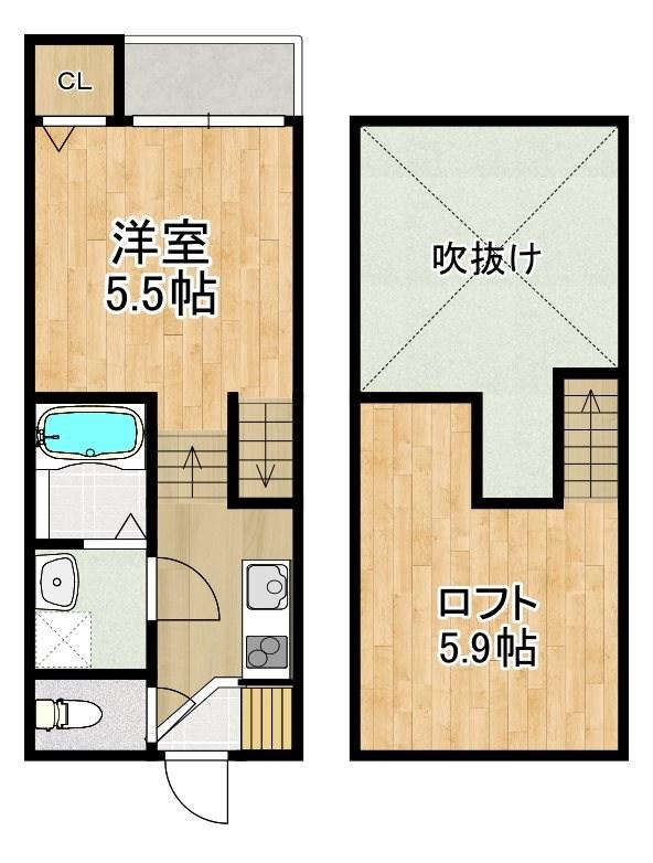 MODERN PALAZZO平和LIEBE(1K/2階)の間取り写真