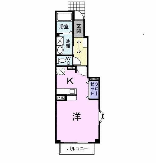マーヴェラス B(ワンルーム/1階)の間取り写真
