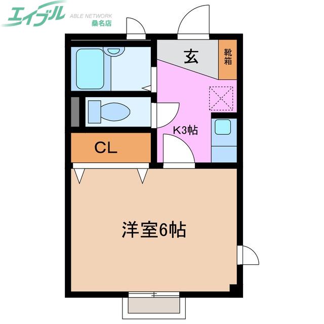 スペランツァI(1K/2階)の間取り写真