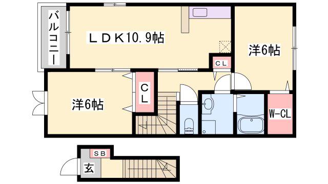 ディアス・カーサ(2LDK/2階)の間取り写真