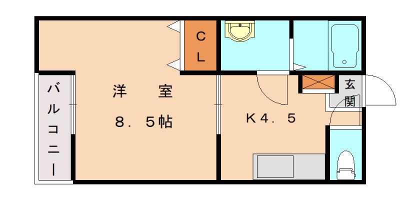 安隆ハイツ(1DK/3階)の間取り写真