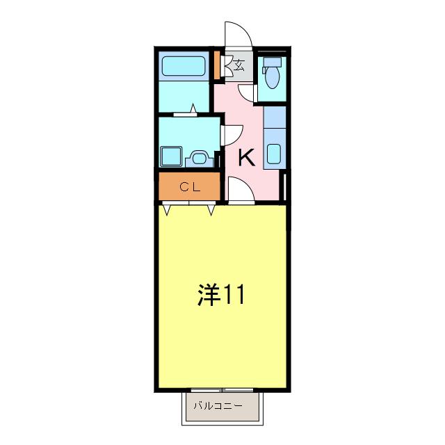 あおぞら(1K/2階)の間取り写真