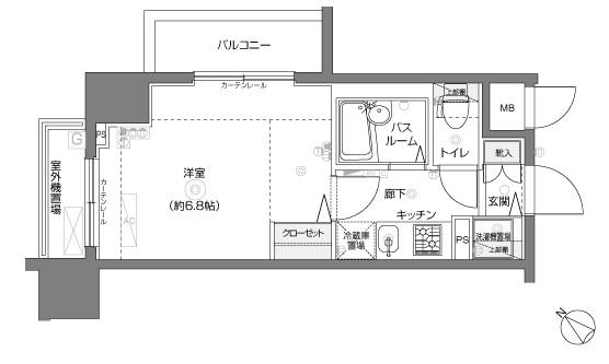 フェニックス横濱関内BAY MARKS(1K/4階)の間取り写真