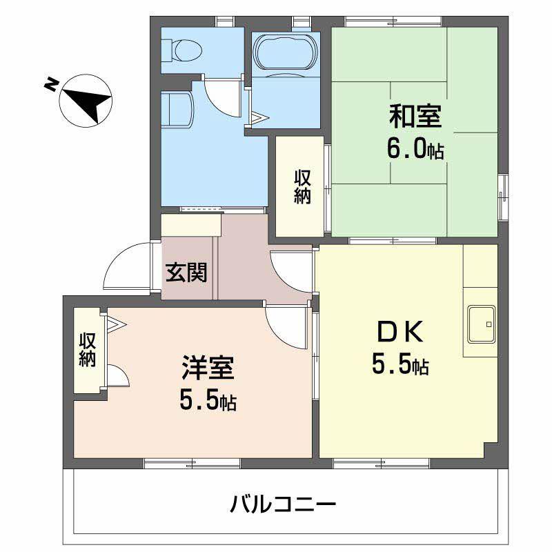 バリュージュ中山(2K/1階)の間取り写真