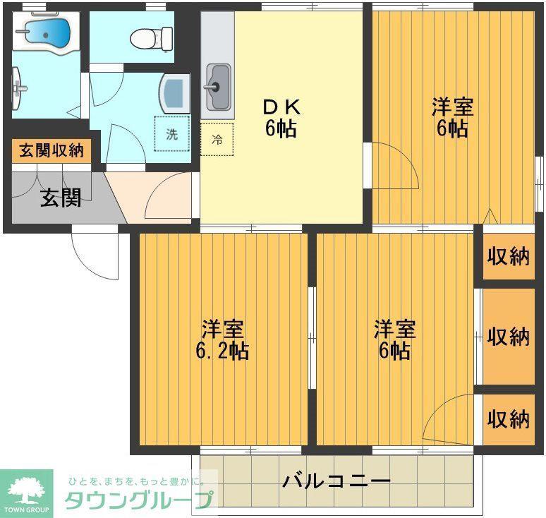 クエールコート(3DK/1階)の間取り写真