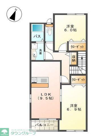 ネオハイム(2DK/2階)の間取り写真