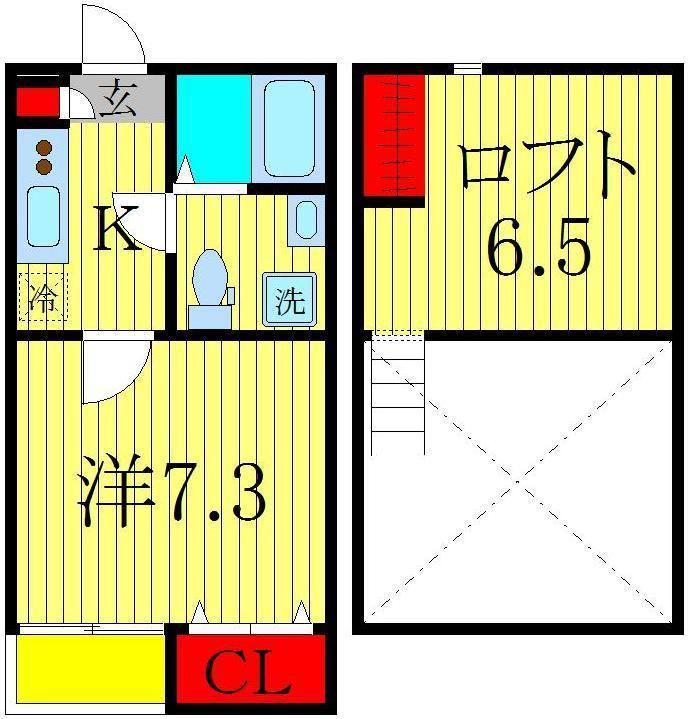 レジェス南柏(1K/2階)の間取り写真