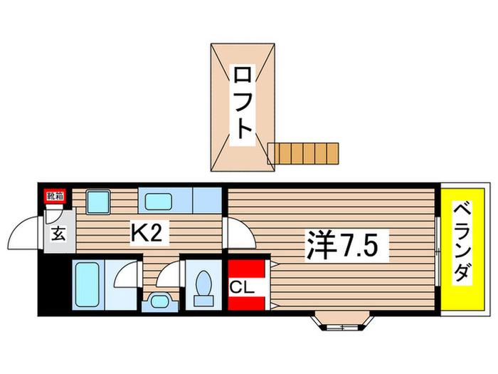 パルテノン福田町(1K/5階)の間取り写真