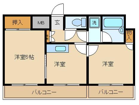 ソシアル(2K/5階)の間取り写真