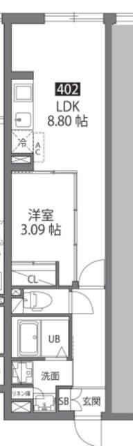 ルネコート大鳥居(1LDK/4階)の間取り写真