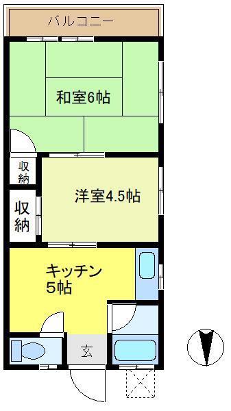 コーポヤヨイ(2DK/1階)の間取り写真